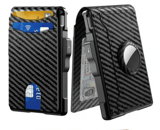 ✨Wallet - With Pop Up Aluminum Case Money Clip Slim Leather Slots Credit Card Holder RFID Blocking Bifold Minimalist Wallet